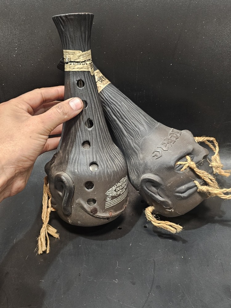 2 Deadhead Rum Tsantsa Empty Bottle Large Second Edition 750ml Shrunken Head