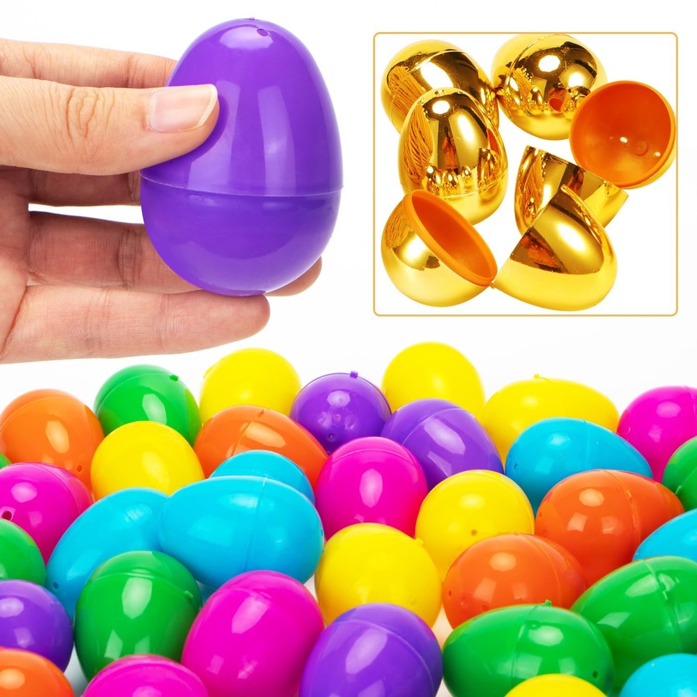 288 Easter Eggs -2.36" Bright Colors Plastic Easter Eggs Empty Include 18 Gol...