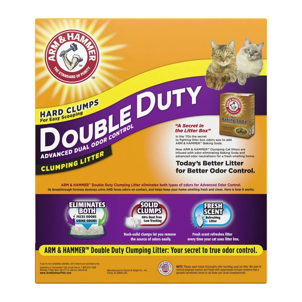(2 Pack) ARM & HAMMER Double Duty Clumping Cat Litter 40lb Advanced Odor