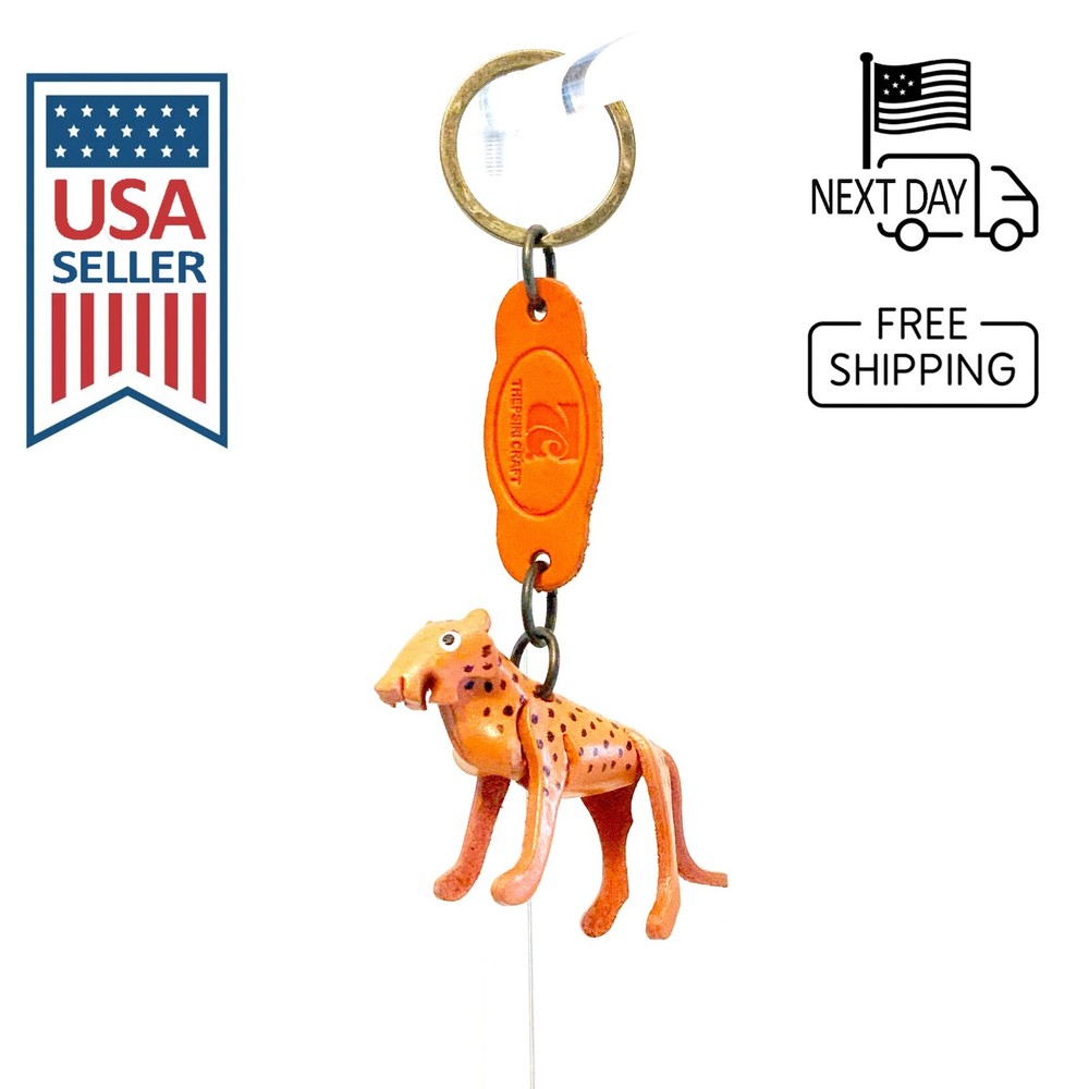 Cheetah Handmade Leather Keyring