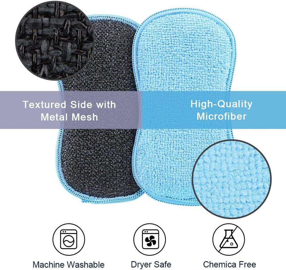 12 Pack Multi-Purpose Scrub Sponges Kitchen, Dish Sponge, Non-Scratch Microfiber