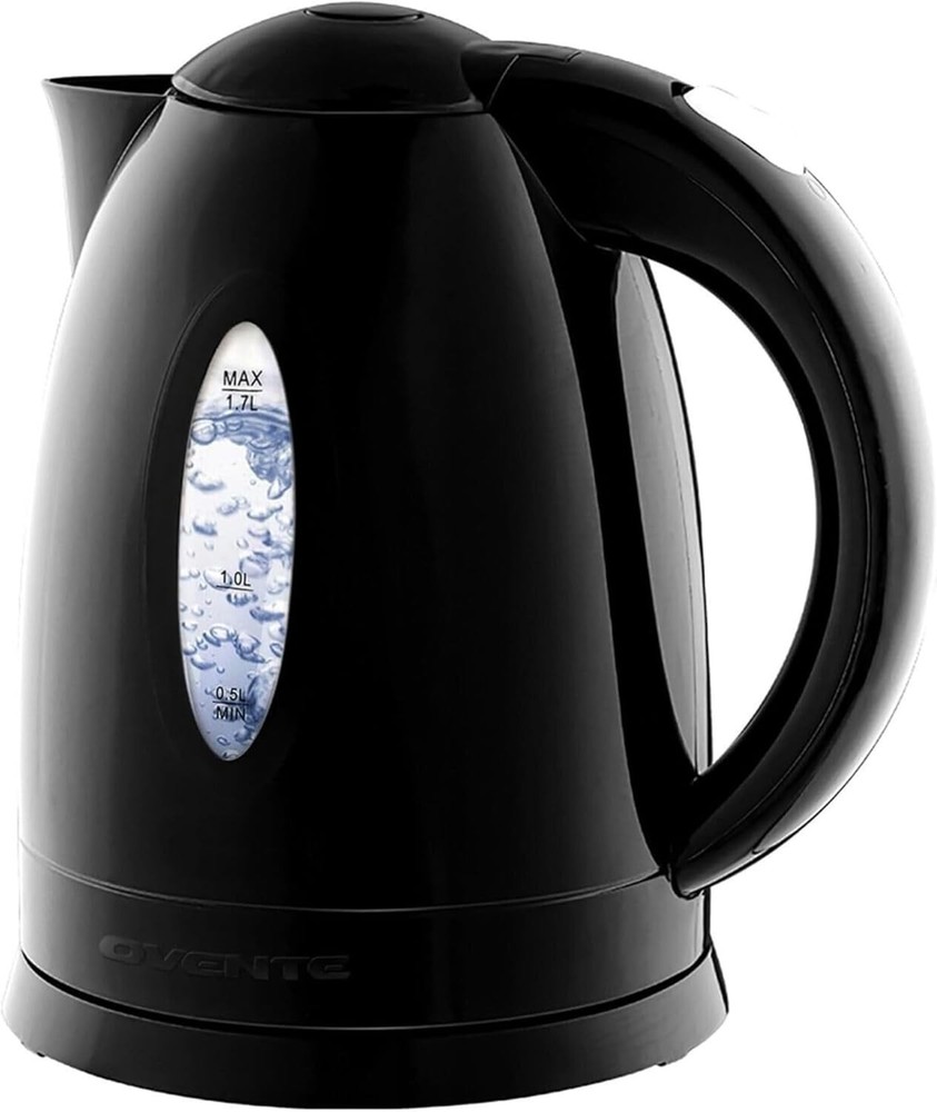 Efficient 1.7L Electric Kettle - 1100W Fast Heating with Removable Filter, Black