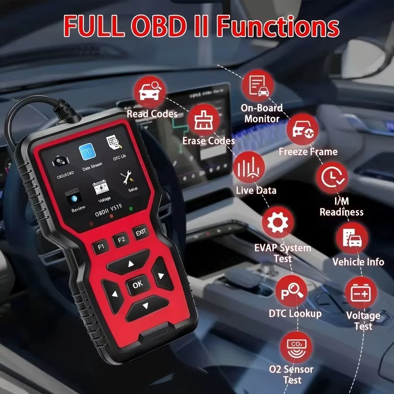 Professional OBD2 V519 Scanner - 2026 Upgraded OBDII + CAN Code Reader