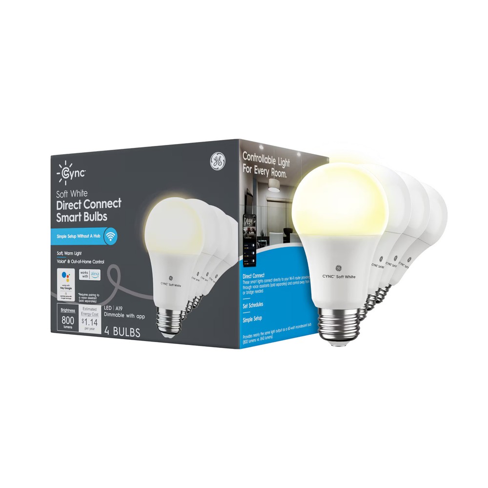 Cync - A19 Smart LED Light Bulbs (4 Pack) - Soft White