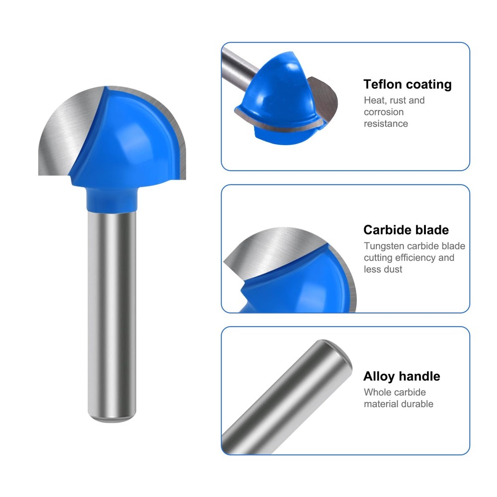 Core Box Router Bit Set, 8Pcs Solid Carbide 1/4 Inch Shank Woodworking Tool w...