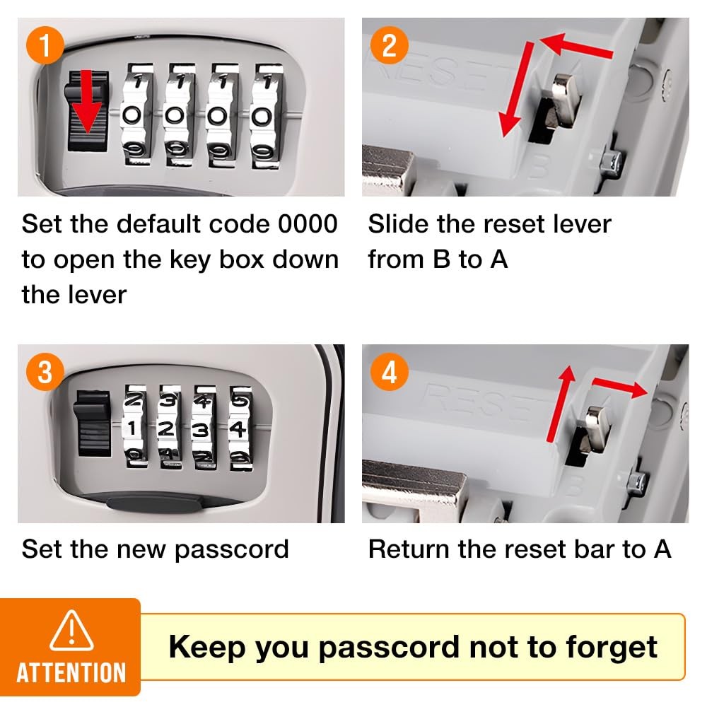 Japard Lock Box for Keys with Code Resettable, Portable Lockbox Hide a Key Ou...