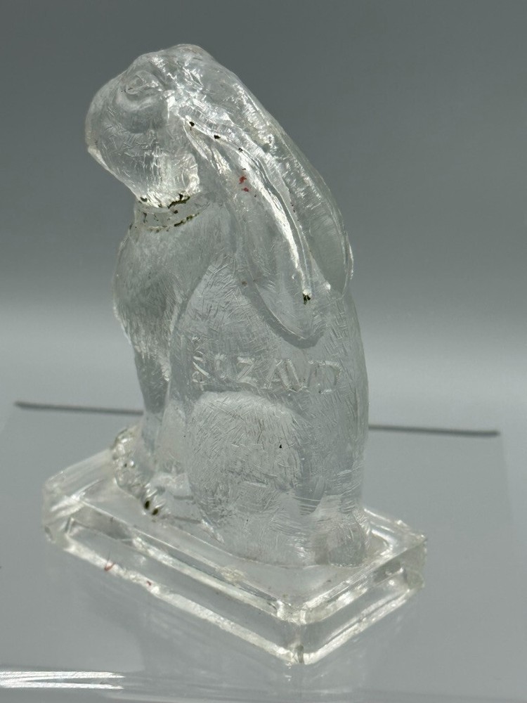 Antique EASTER BUNNY Rabbit with Laid Back Ears Glass CANDY CONTAINER A&E 616