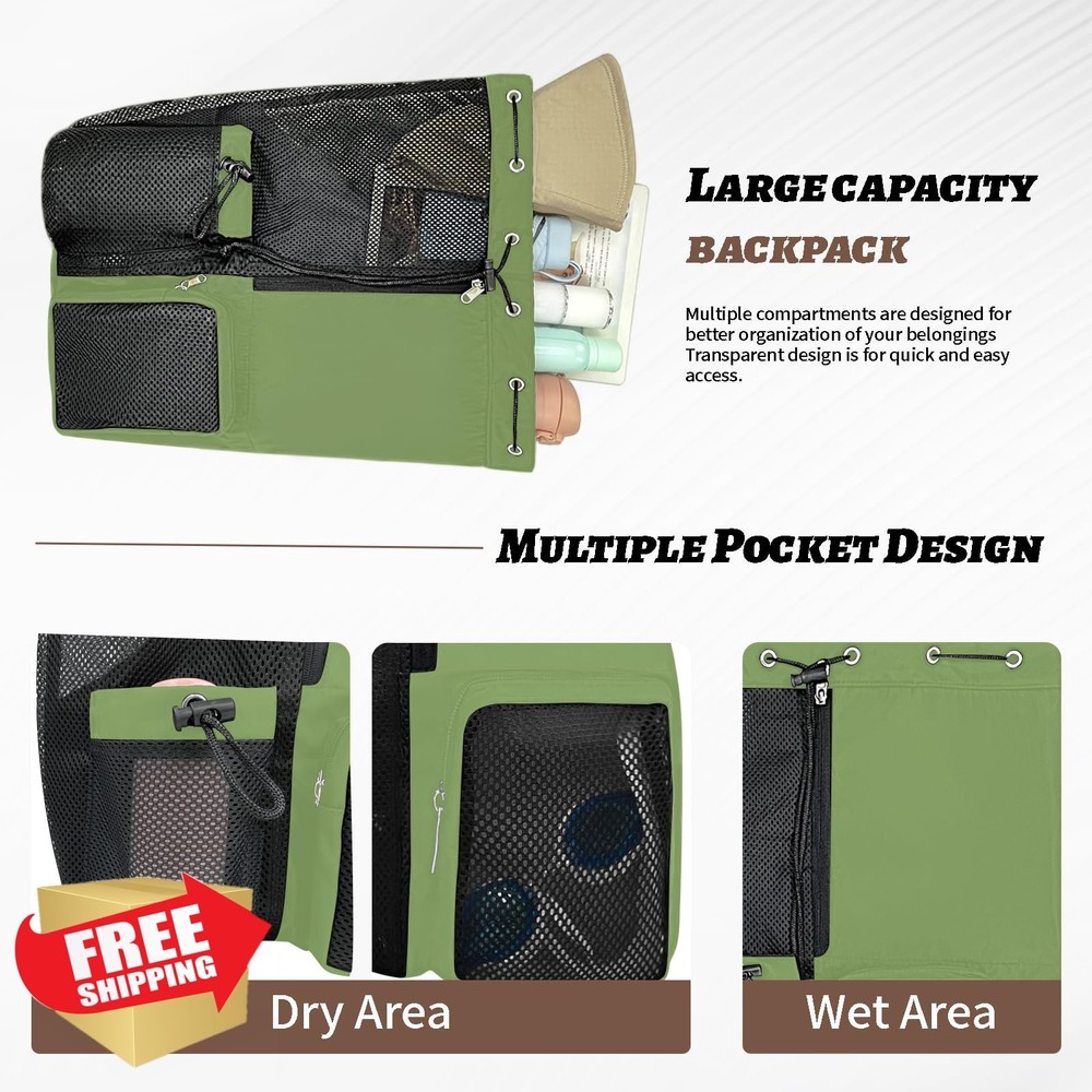 YUHAN Beach Backpack Wet Pocket Drawstring Mesh Bag Waterproof