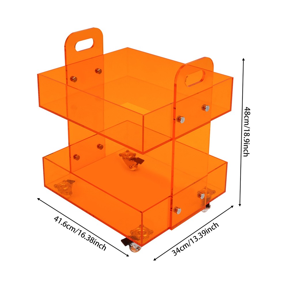 Acrylic Side Table Free Standing Storage Rack with Wheels Modern Bedside Table
