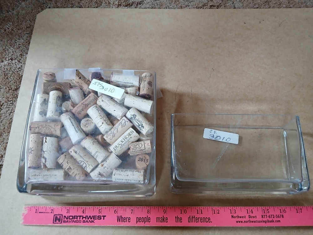 Lot of 2 Heavy Glass Rectangular Type Vases - Used