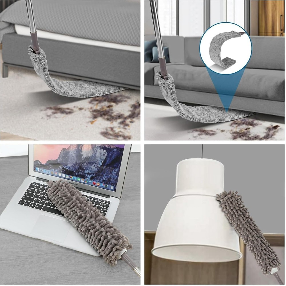 7 Pcs Microfiber Feather Duster with 100-inch Telescopic Extendable Pole, Was...