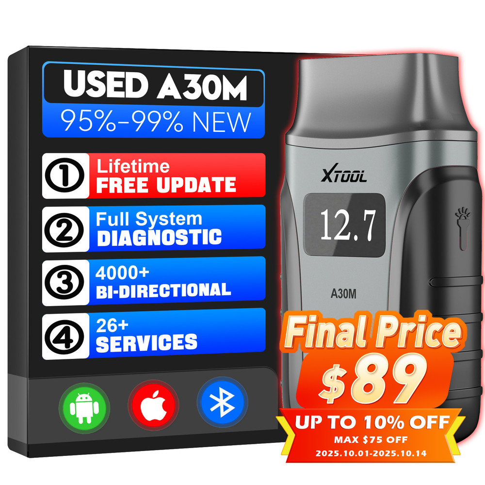 USED XTOOL A30M Auto Full System Diagnostic Tool OBD2 Code Reader 26+ Services