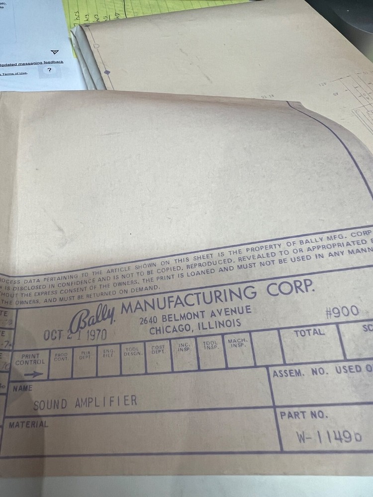 Bally: Target Zero - Schematics (Main + Sound Generator + Amplifier)