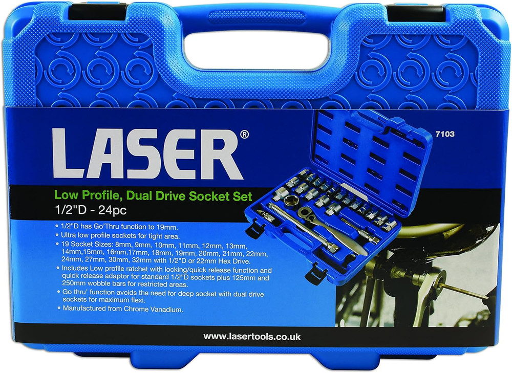 Low Profile 24Pc Dual Drive 1/2" Socket Set - Model 7103