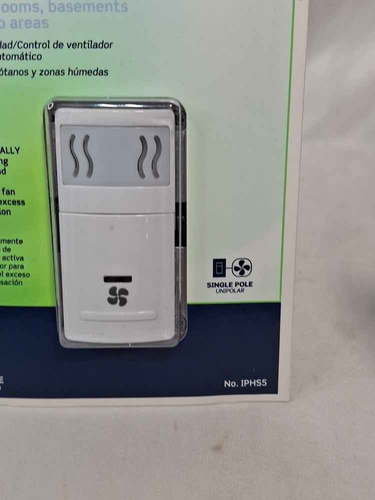 Leviton Decora Humidity Sensor/Fan Control IPHS5, White,