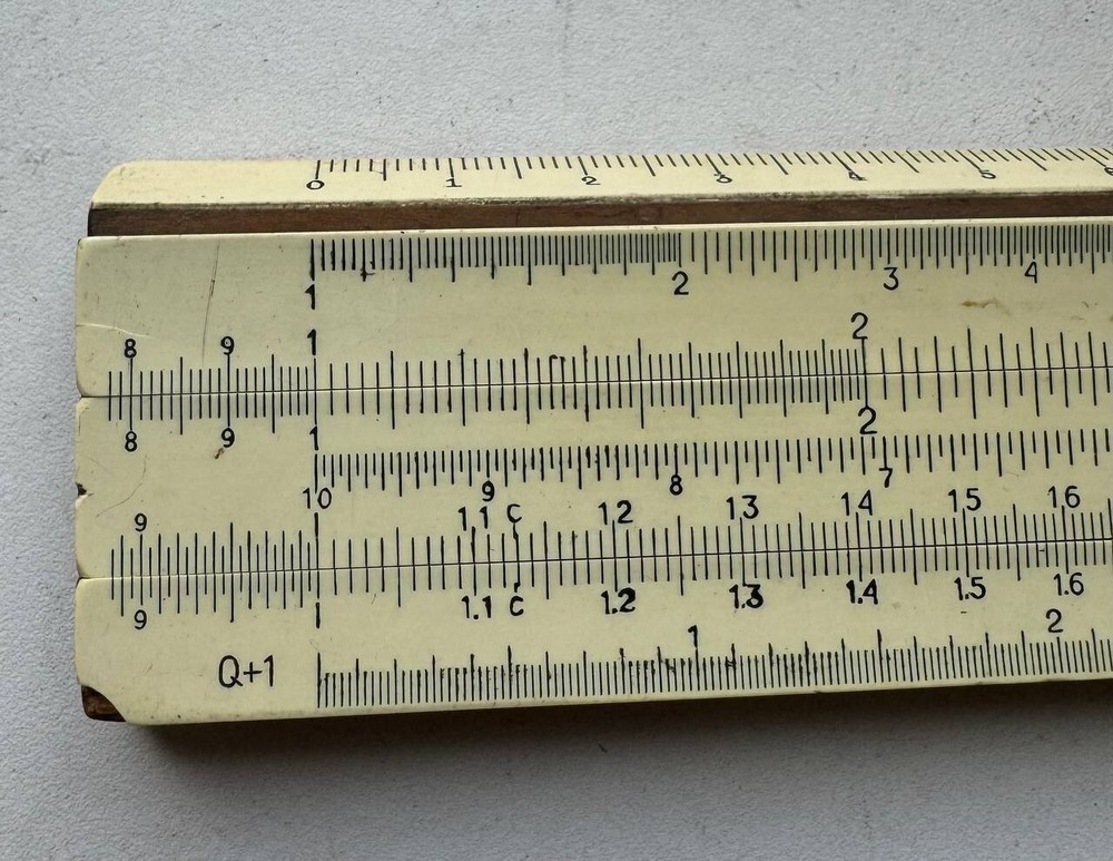 Vintage Logarithmic ruler slide with case