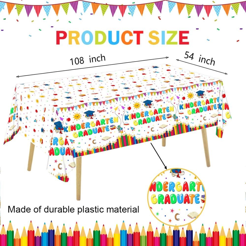 3 Pack Kindergarten Graduate Decorations Disposable Plastic Tablecloths Graduati
