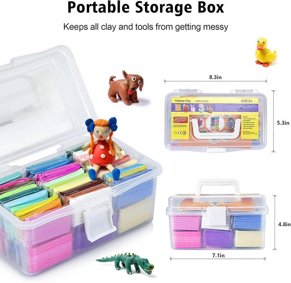 Complete Polymer Clay Starter Kit - 60 Colors, Tools, and Accessories for Kids