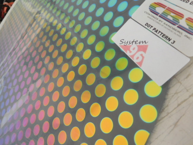 Dichroic Glass:CBS 96COE Dot # 3 Pattern RAINBOW on thin Black -3"Sq