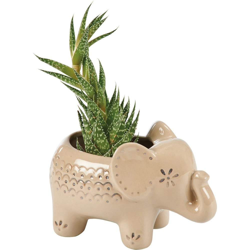 Ceramic Elephant Planter, raised trunk, so cute, 5 1/2" x 3 1/2", NWT
