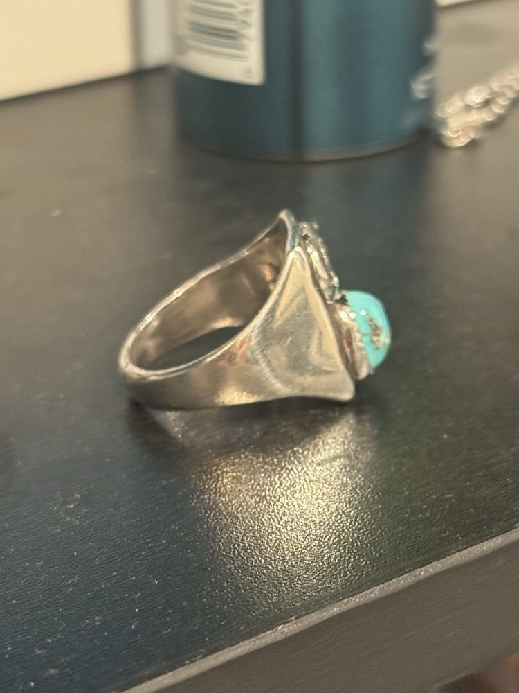 Eagle Sterling Silver Ring with Tourquoise Native American Design