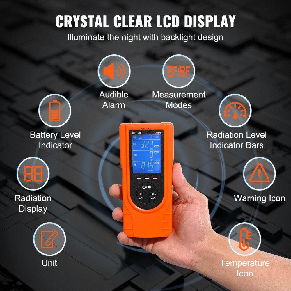 Handheld EMF Radiation Detector 5Hz-3.5GHz Digital LCD Tester