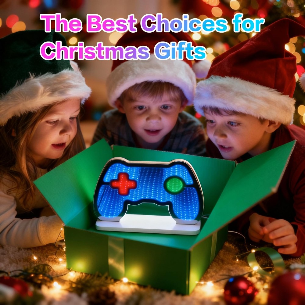 Gamepad Infinity Mirror Light, Gaming Room Decor Night Light with USB Power, ...