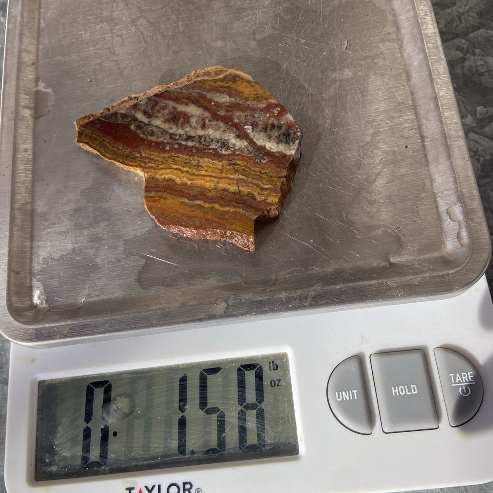 Vibrant Banded Calcite Rough Slab 1.58 Oz