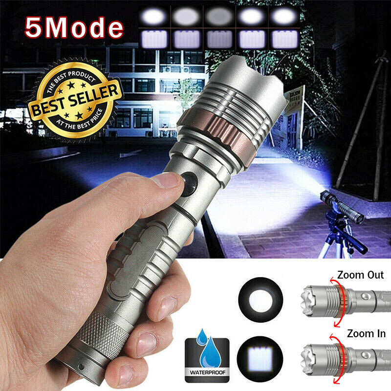 950000000 Lumen Super Bright LED Tactical Flashlight Rechargeable LED Work Light