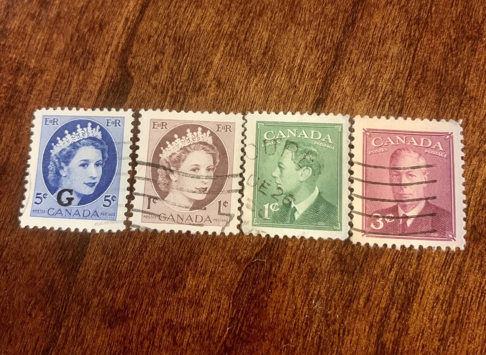 Canada King And Queen 1 Cent, 3 Cent, And 5 Cent Stamps