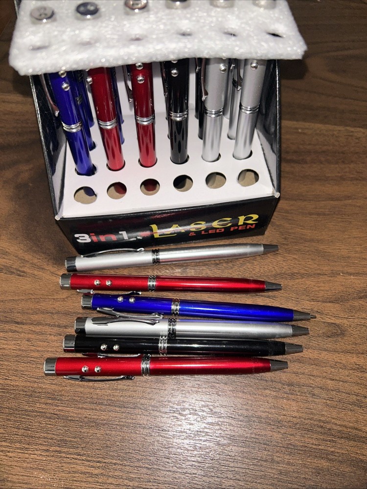 36pcs Laser Pointer Ballpoint Pens Red Point Visible Beam Lazer Flashlight