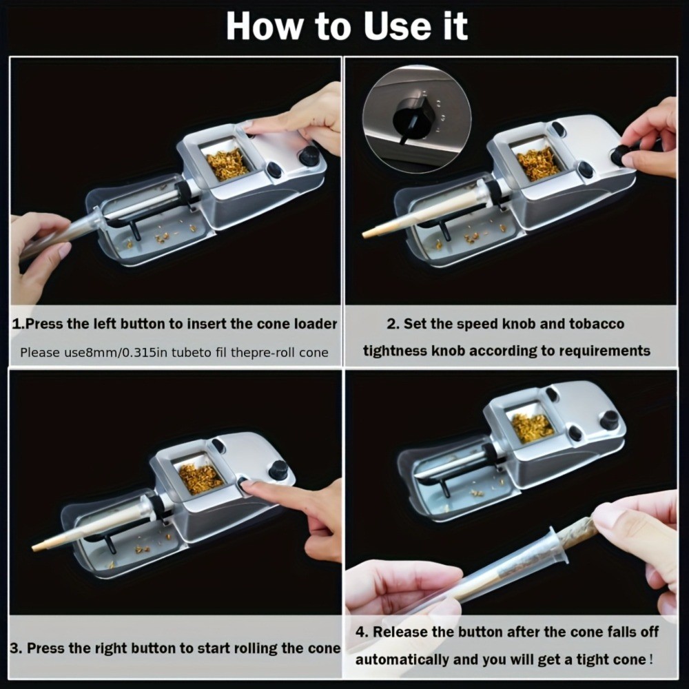 1 Pcs Pre Roll Machine, Electric Cigarette Roller Automatic Tobacco Cone Maker