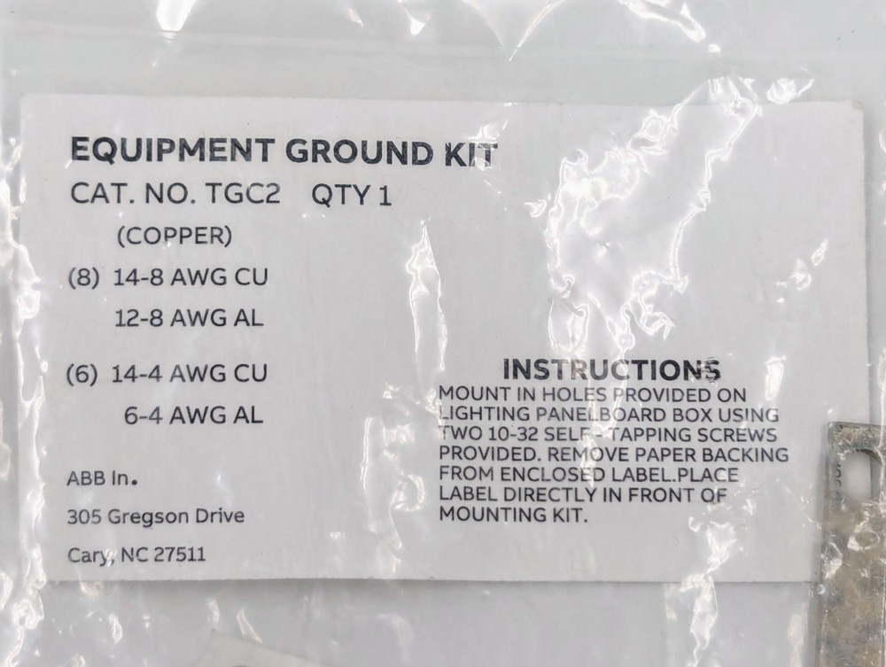 ABB TGC2 Panelboard Ground Bar w/Copper Strap for A Series