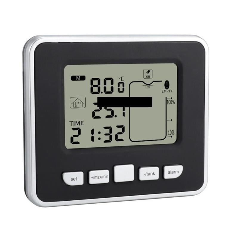Ultrasonic Water Tank Liquid Level Meter + Temperature Sensor Time Display NEW