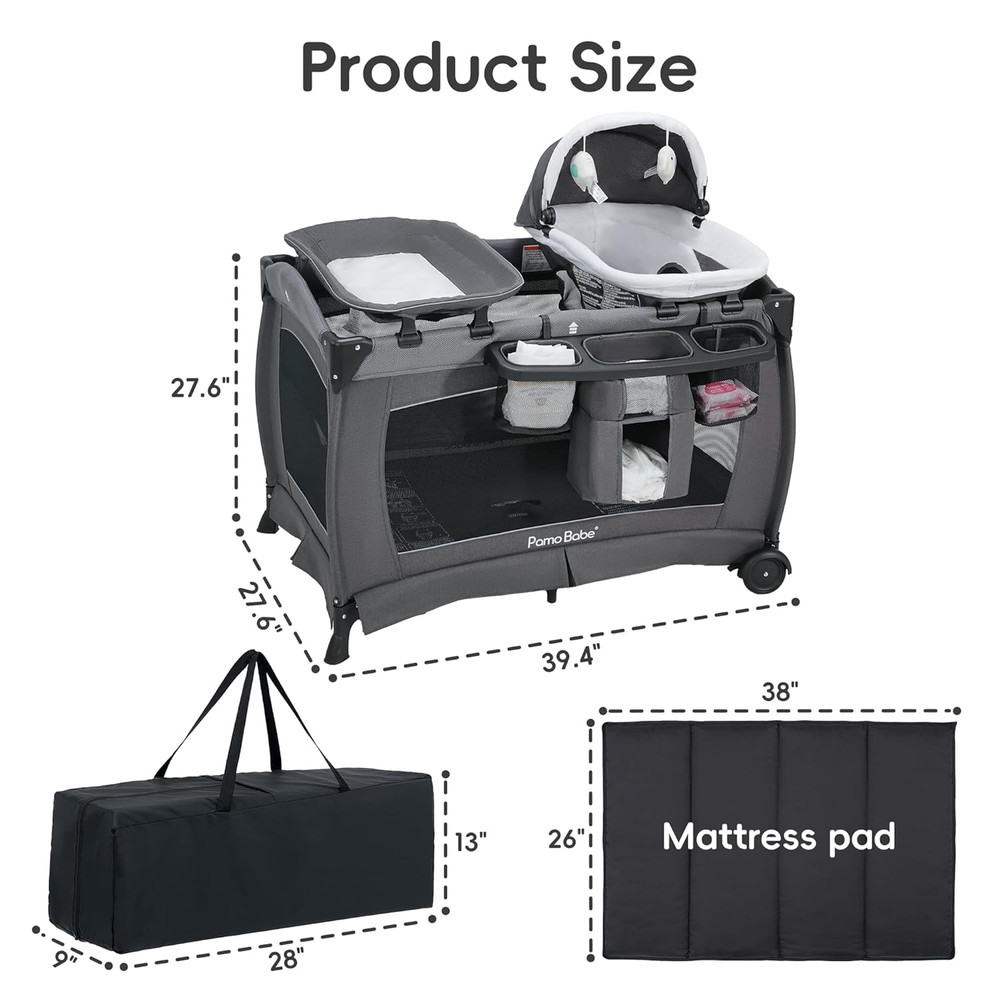Portable Playpen Foldable Playard w/Mattress, Changing Table