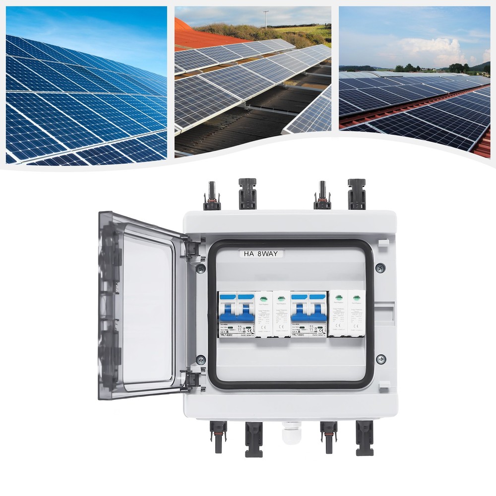 2 Strings Solar Combiner Box FIT Solar Panel Disconnect Switch Circuit Breaker