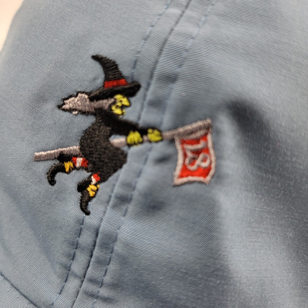 AHD Cool Max Golf Hat Witch Flying 18th Hole Flag Adjustable Blue NWT