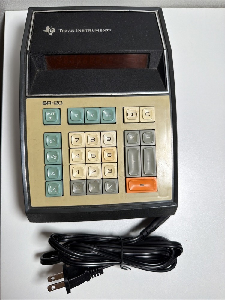 Vintage Texas Instruments SR-20 Engineering Desk Calculator LED Tested + Chord