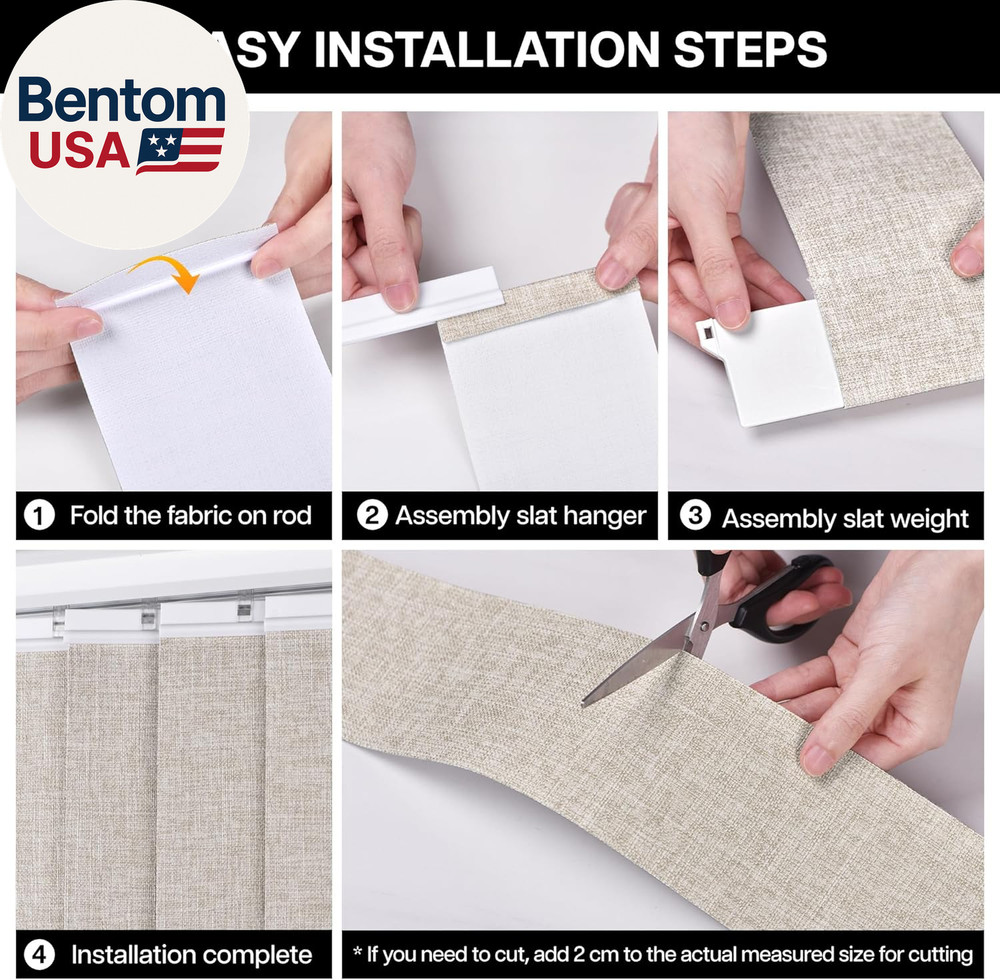 Light Filtering Vertical Blinds Replacement Slats – Polyester Fabric for Sliding