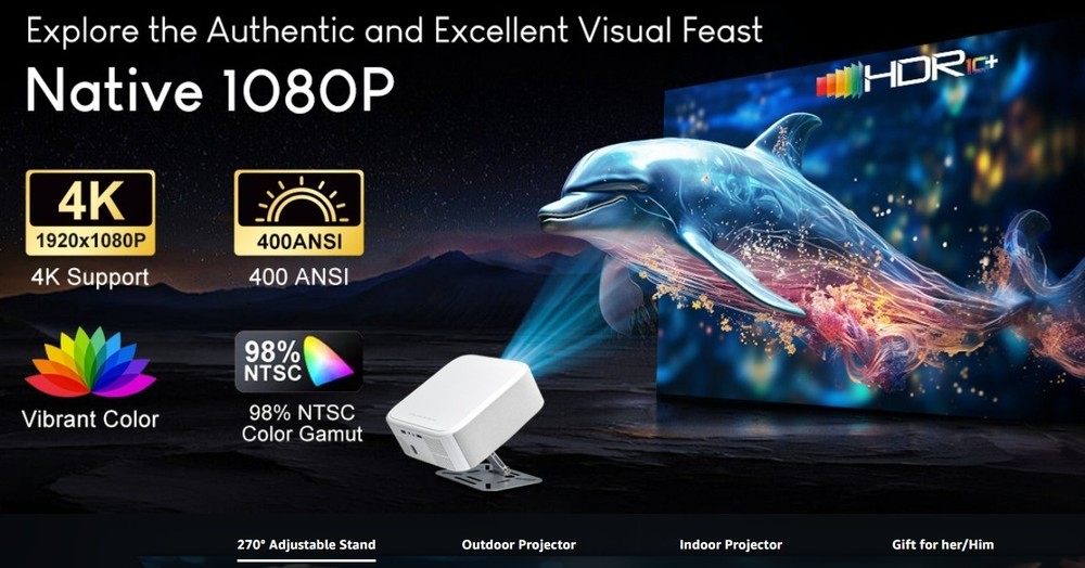 Netflix Licensed Projector with Wifi Bluetooth 4K, Auto Keystone P92 Max