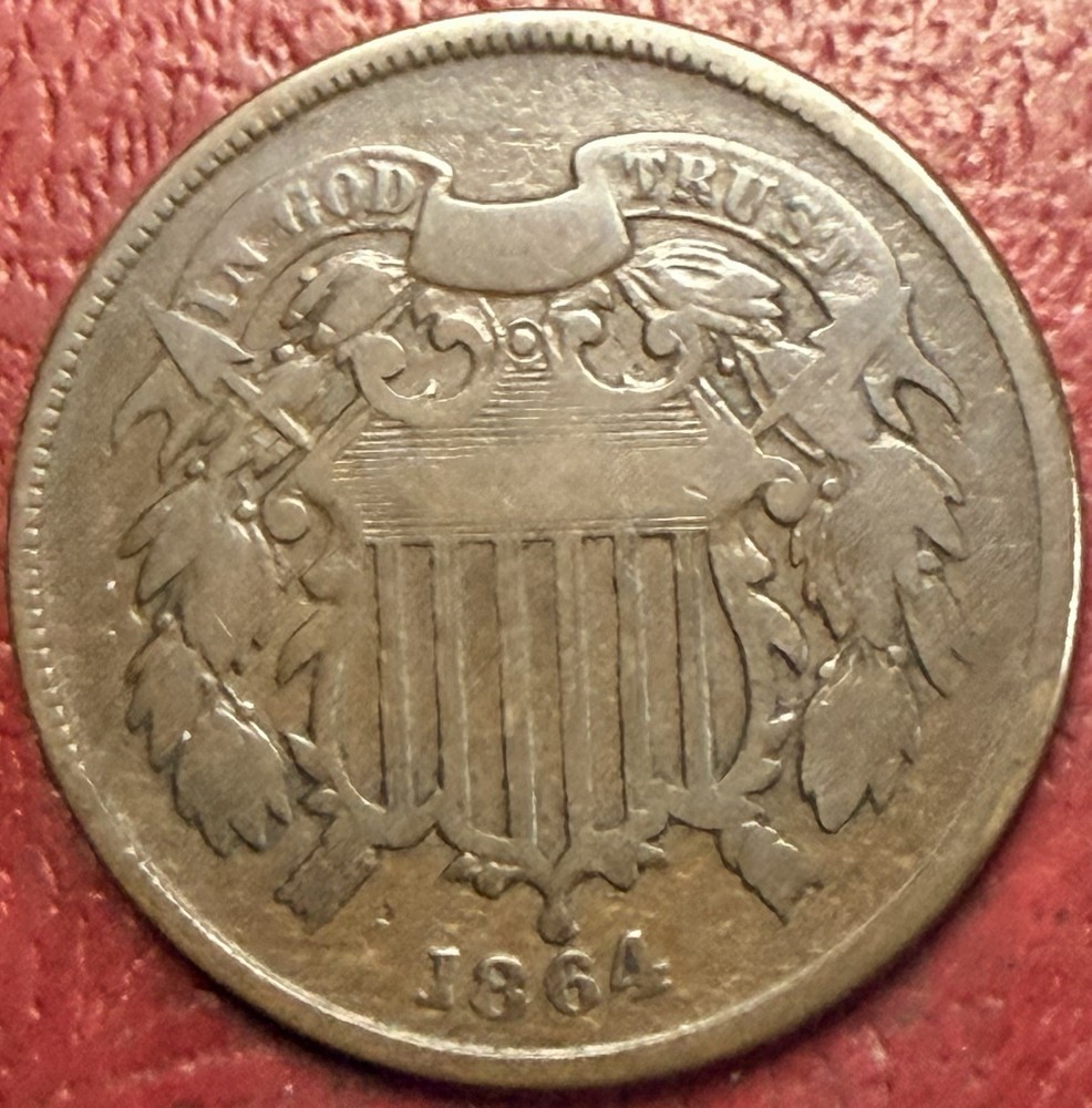 1864 Two Cent Piece. Better Grade. Free Shipping