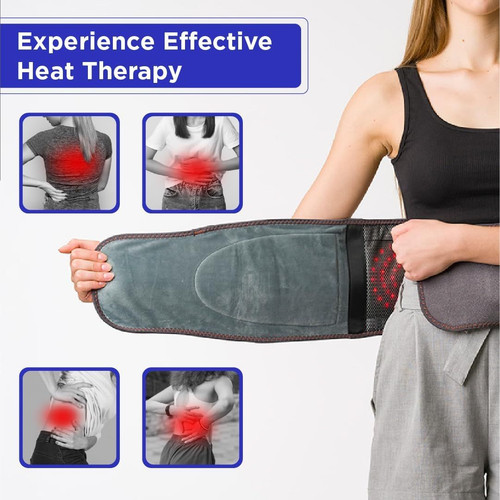 Heated Belt Wrap - Cordless Heating Pad for Back Massager with Grey