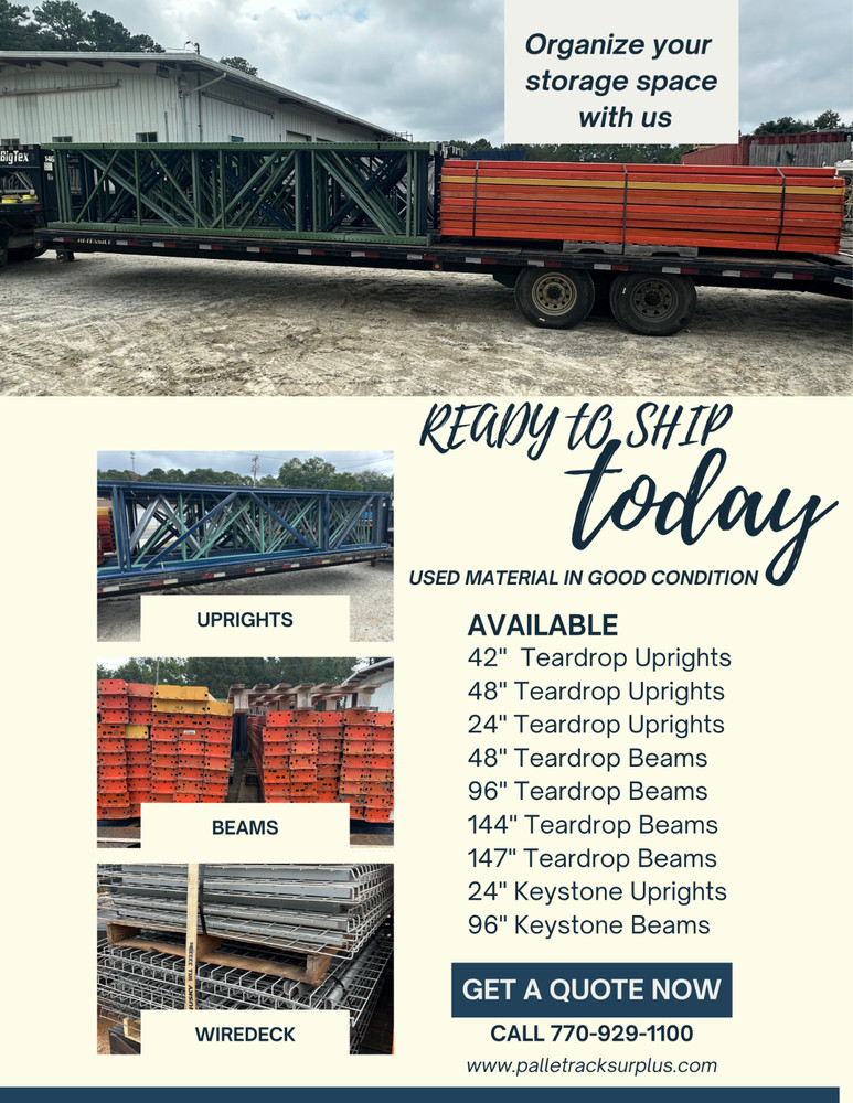 Used Teardrop and Keystone pallet rack material
