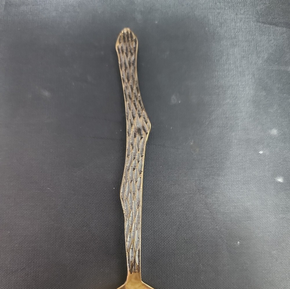 Vintage Handmade Solid Brass Spoon with beautiful carved handle