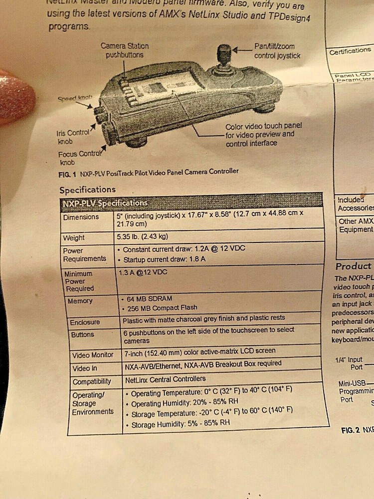 AMX Modero PosiTrack Camera Controller Pilot NXP-PLV