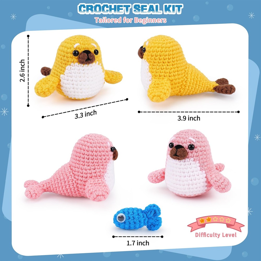 Crochet Kit for Beginners - Seal Crochet Kit with Step-by-Step Video Tutorial...