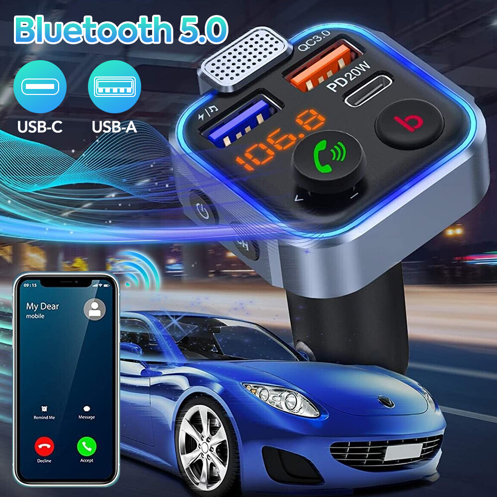 Wireless Bluetooth FM Transmitter Car Adapter Noise Cancelling HandsFree Player