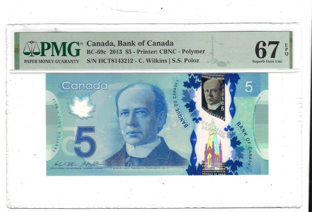 Canada 5 Dollars 2013 BC-69c PMG 67 EPQ