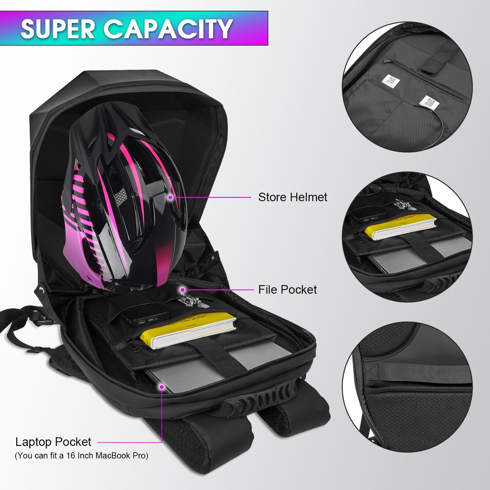 Motorcycle LED Knight Backpack Laptop Bag DIY programming Backpack 3D Waterproof