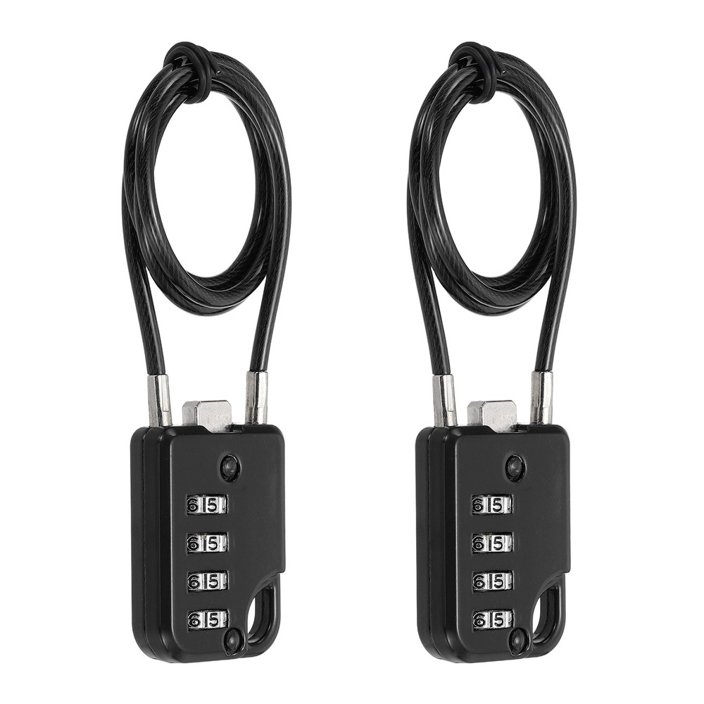 2-Pack Combination Padlock, 4 Digit 20 in Cable Luggage Lock [Black]
